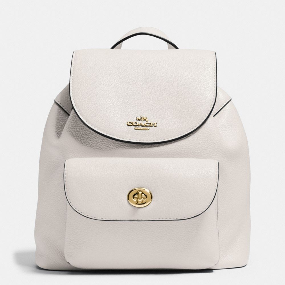MINI BILLIE BACKPACK IN PEBBLE LEATHER - COACH f37621 - IMITATION  GOLD/CHALK