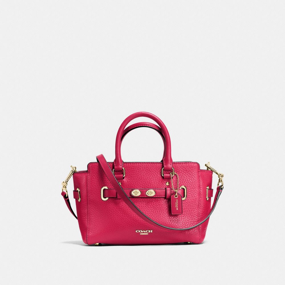 COACH MINI BLAKE CARRYALL IN BUBBLE LEATHER - IMITATION GOLD/BRIGHT PINK - F37635