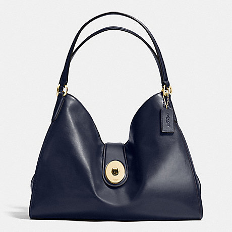 COACH CARLYLE SHOULDER BAG IN SMOOTH LEATHER - IMITATION GOLD/MIDNIGHT - f37637