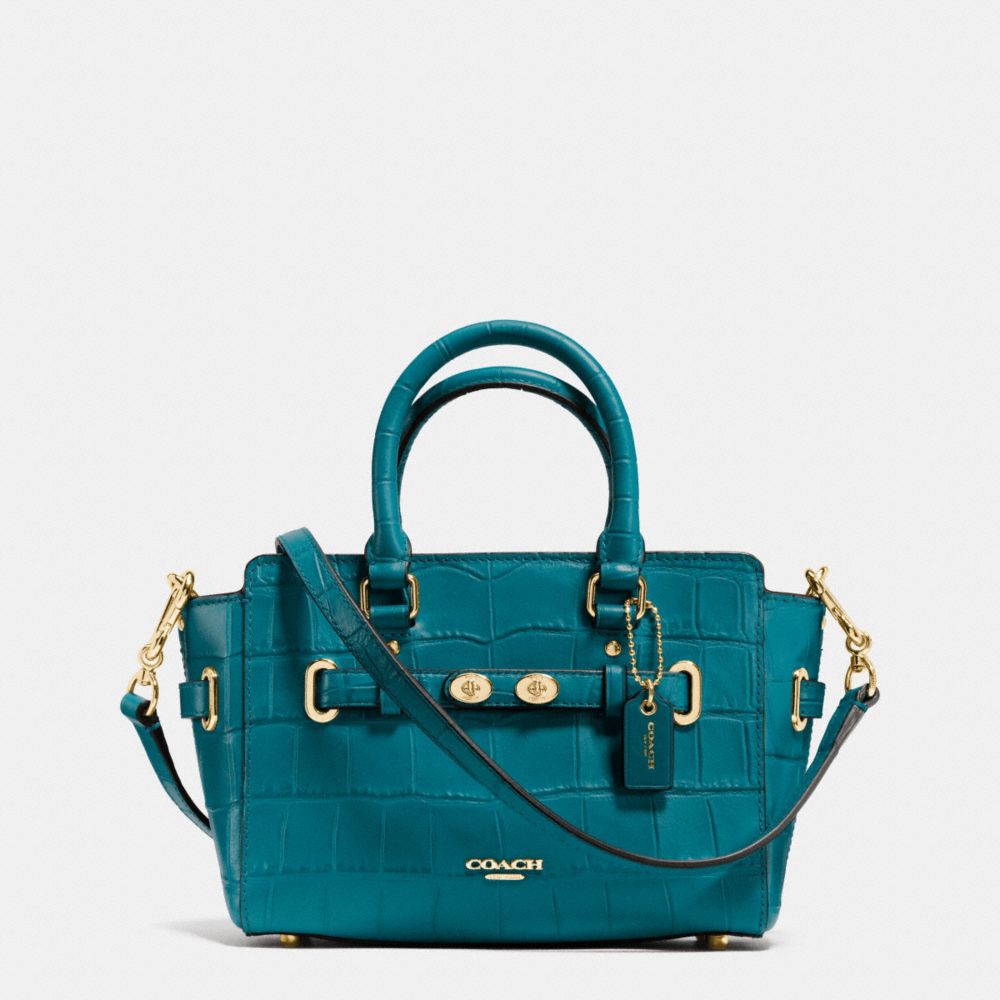 COACH MINI BLAKE CARRYALL IN CROC EMBOSSED LEATHER - IMITATION GOLD/ATLANTIC - F37665