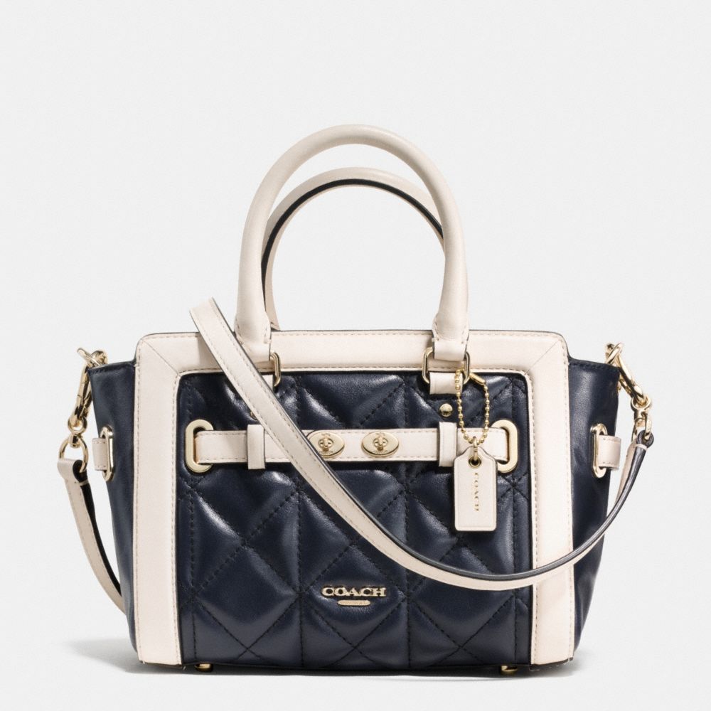 MINI BLAKE CARRYALL IN QUILTED COLORBLOCK LEATHER - COACH f37666  - IMITATION GOLD/MIDNIGHT/CHALK