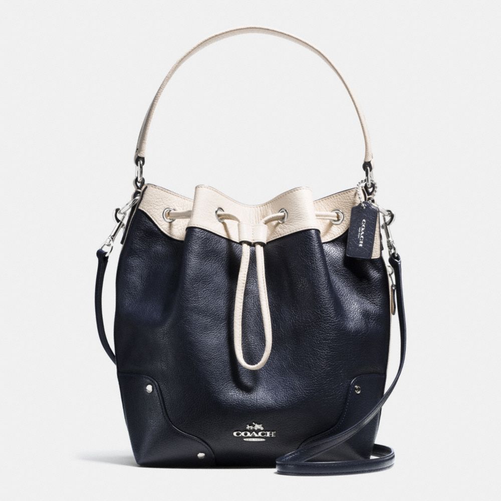 MICKIE DRAWSTRING SHOULDER BAG IN SPECTATOR LEATHER - COACH  f37680 - SILVER/MIDNIGHT/CHALK