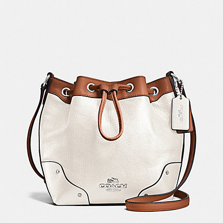 COACH BABY MICKIE DRAWSTRING SHOULDER BAG IN SPECTATOR LEATHER - SILVER/CHALK/SADDLE - f37682