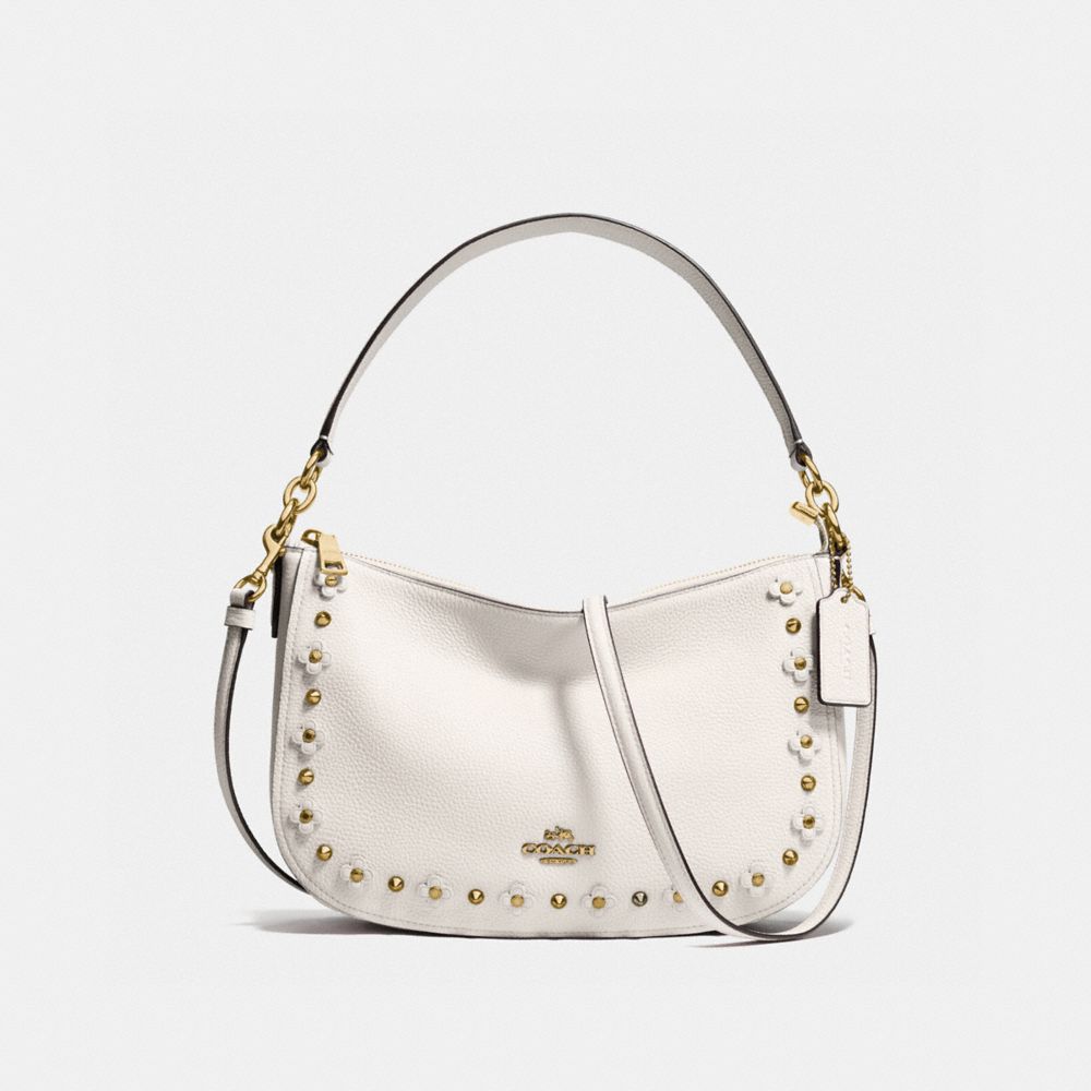 CHELSEA CROSSBODY IN FLORAL RIVETS LEATHER - COACH f37711 - LIGHT GOLD/CHALK