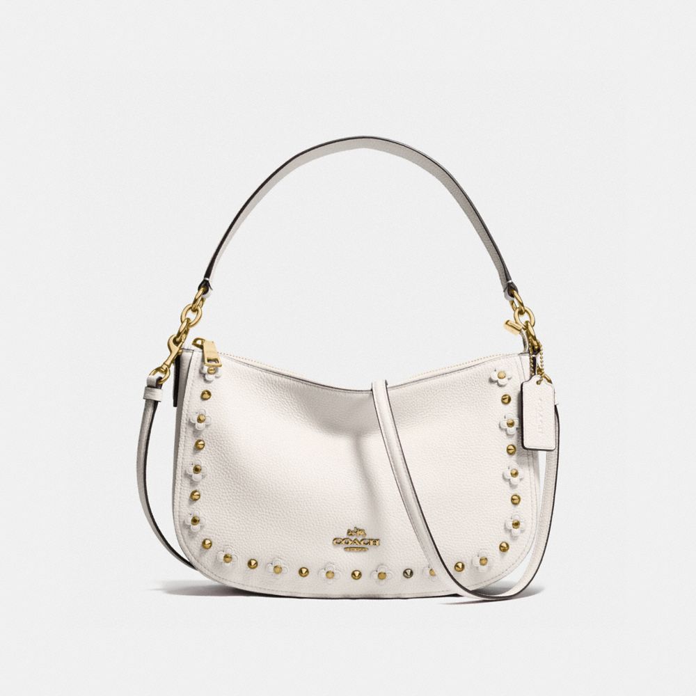 COACH CHELSEA CROSSBODY IN FLORAL RIVETS LEATHER - LIGHT GOLD/CHALK - F37711