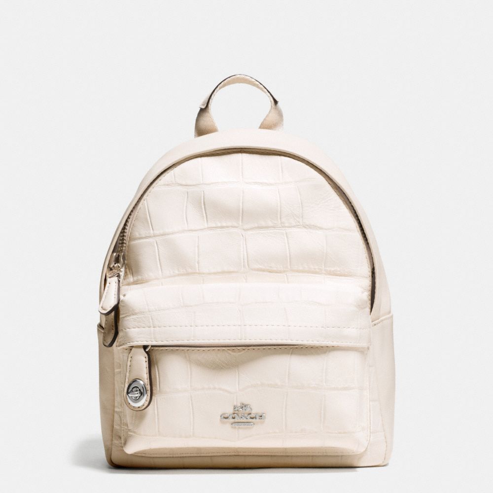 MINI CAMPUS BACKPACK IN CROC EMBOSSED LEATHER - COACH f37713 -  SILVER/CHALK