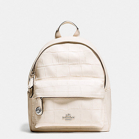 COACH MINI CAMPUS BACKPACK IN CROC EMBOSSED LEATHER - SILVER/CHALK - f37713
