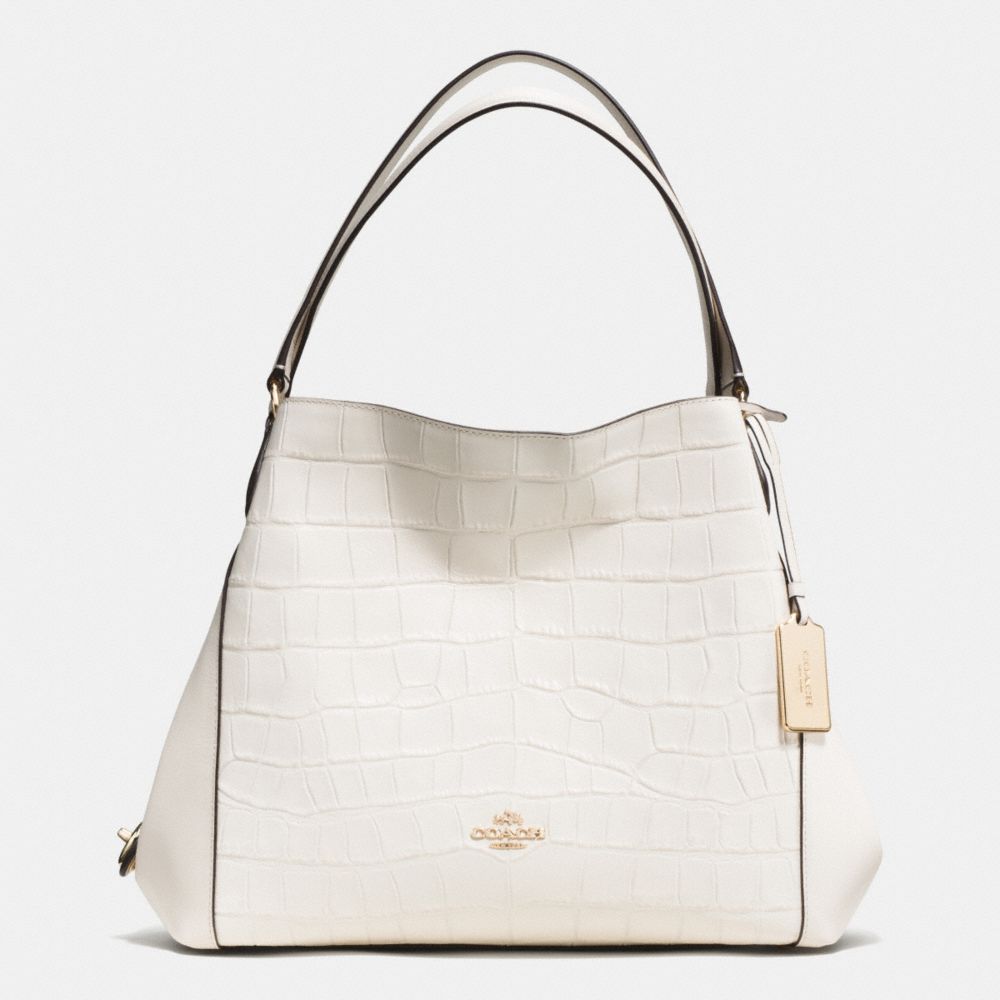 COACH EDIE SHOULDER BAG 31 IN CROC EMBOSSED LEATHER - LIGHT GOLD/CHALK - F37735