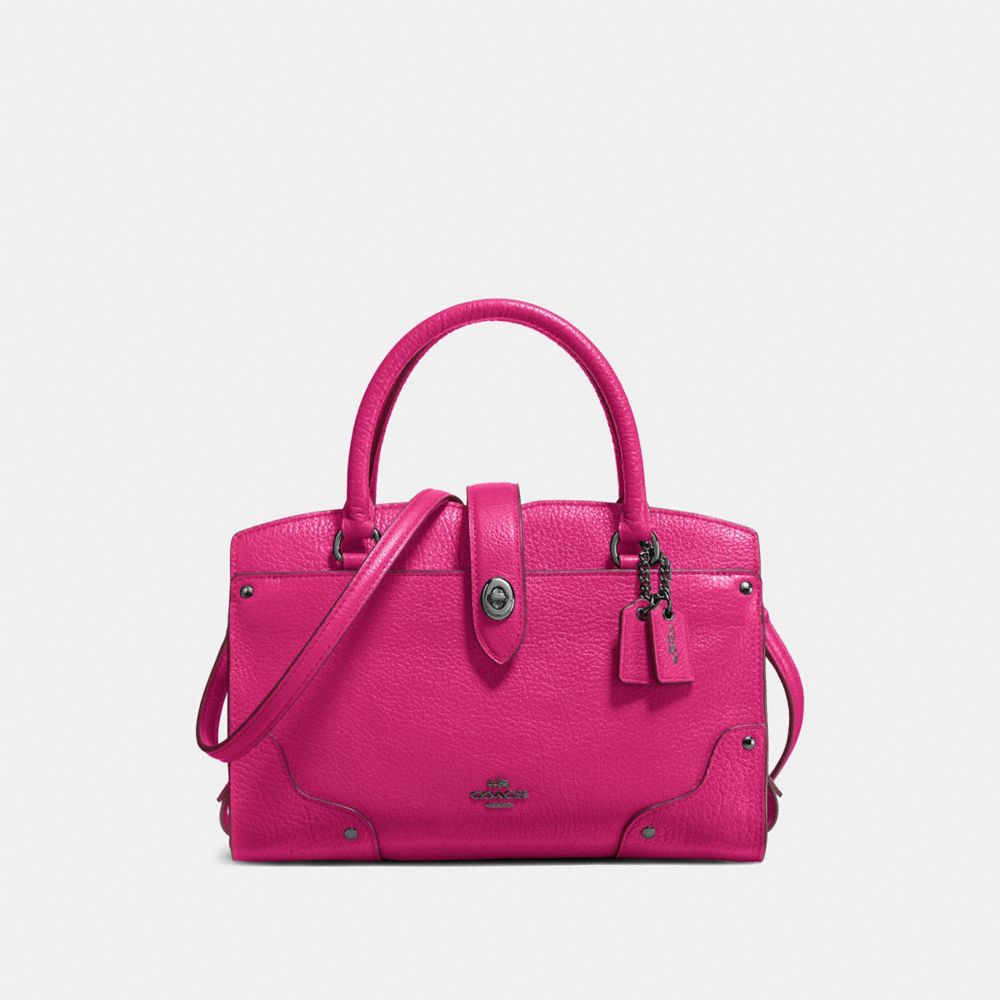 MERCER SATCHEL 24 IN GRAIN LEATHER - COACH f37779 - DARK GUNMETAL/CERISE