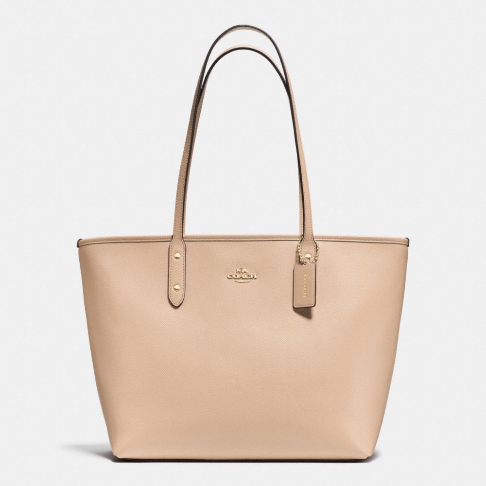 CITY ZIP TOTE IN CROSSGRAIN LEATHER - COACH f37785 -  IMITATION GOLD/NUDE