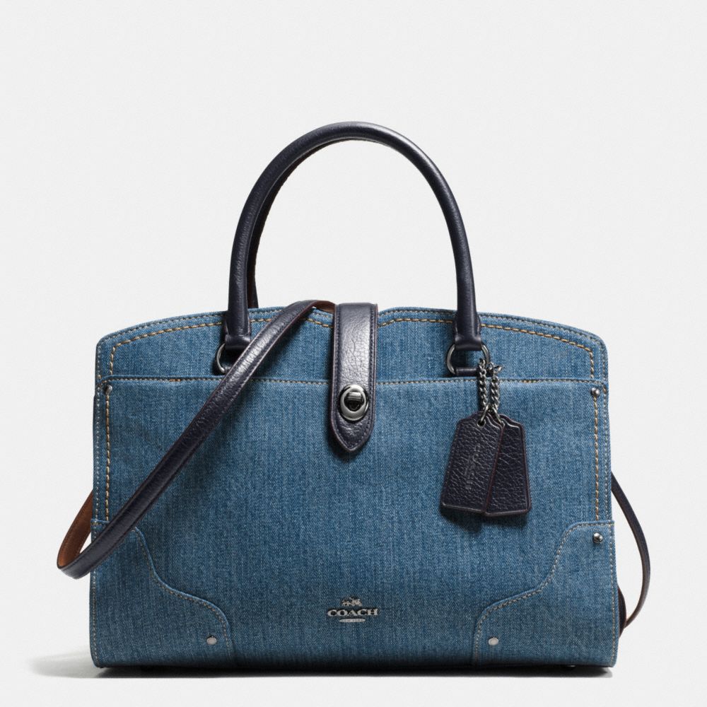 MERCER SATCHEL 30 IN COLORBLOCK DENIM - COACH f37786 - DARK GUNMETAL/DENIM/NAVY