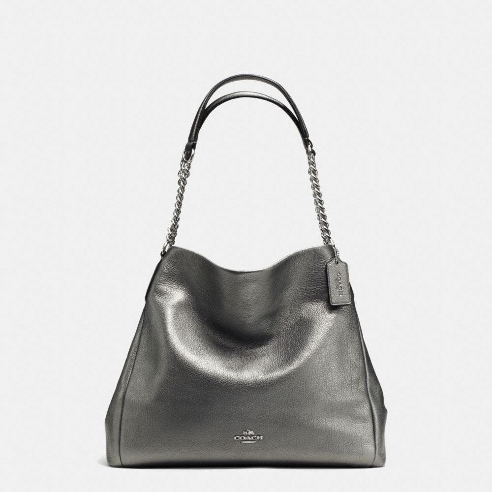 COACH PHOEBE CHAIN SHOULDER BAG IN GRAIN LEATHER - SILVER/GUNMETAL - F37856