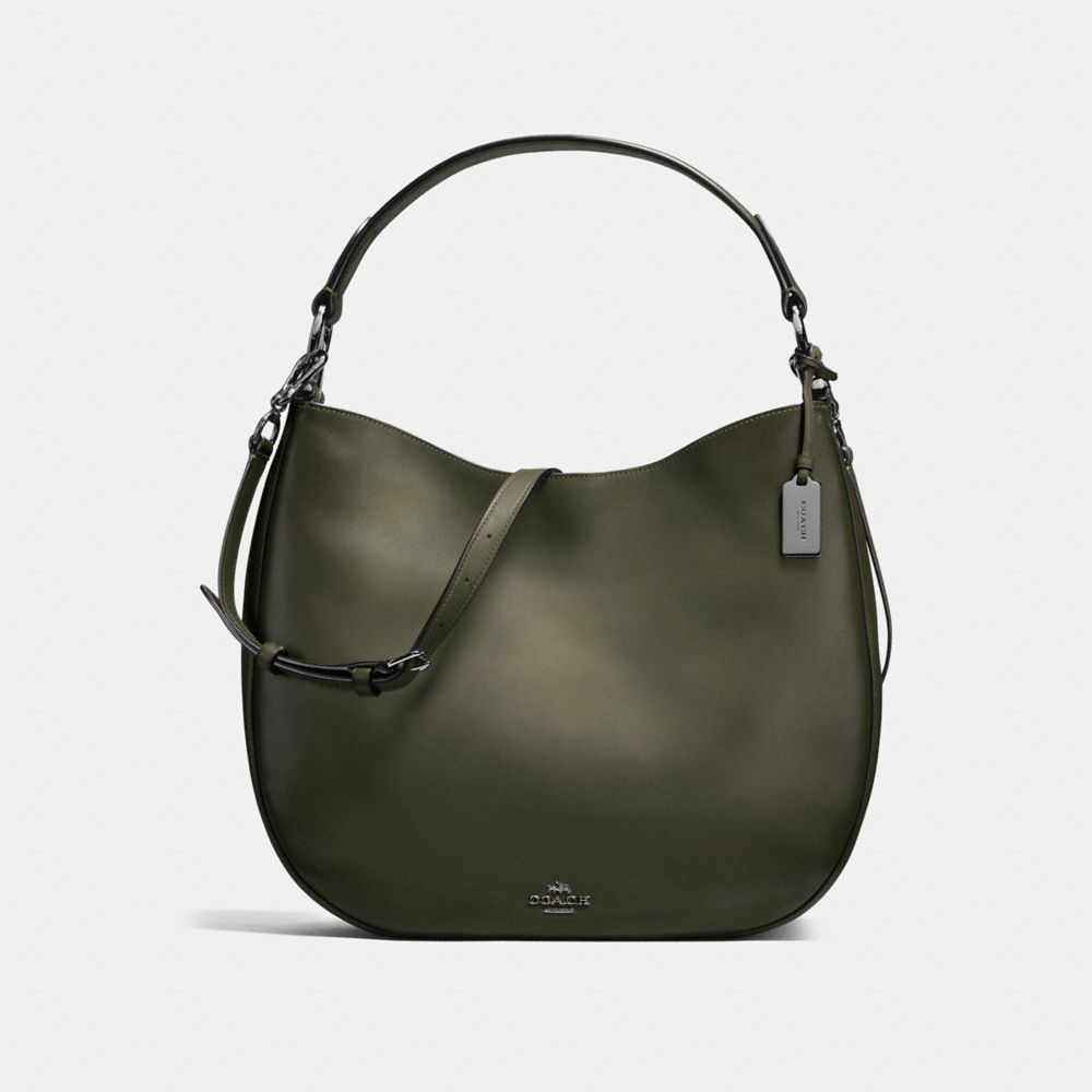 COACH NOMAD HOBO IN BURNISHED GLOVETANNED LEATHER - COACH f37905 - DARK GUNMETAL/SURPLUS