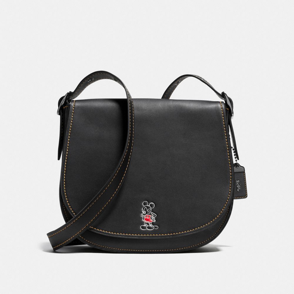 COACH MICKEY SADDLE IN GLOVETANNED LEATHER - DARK GUNMETAL/BLACK - F37931