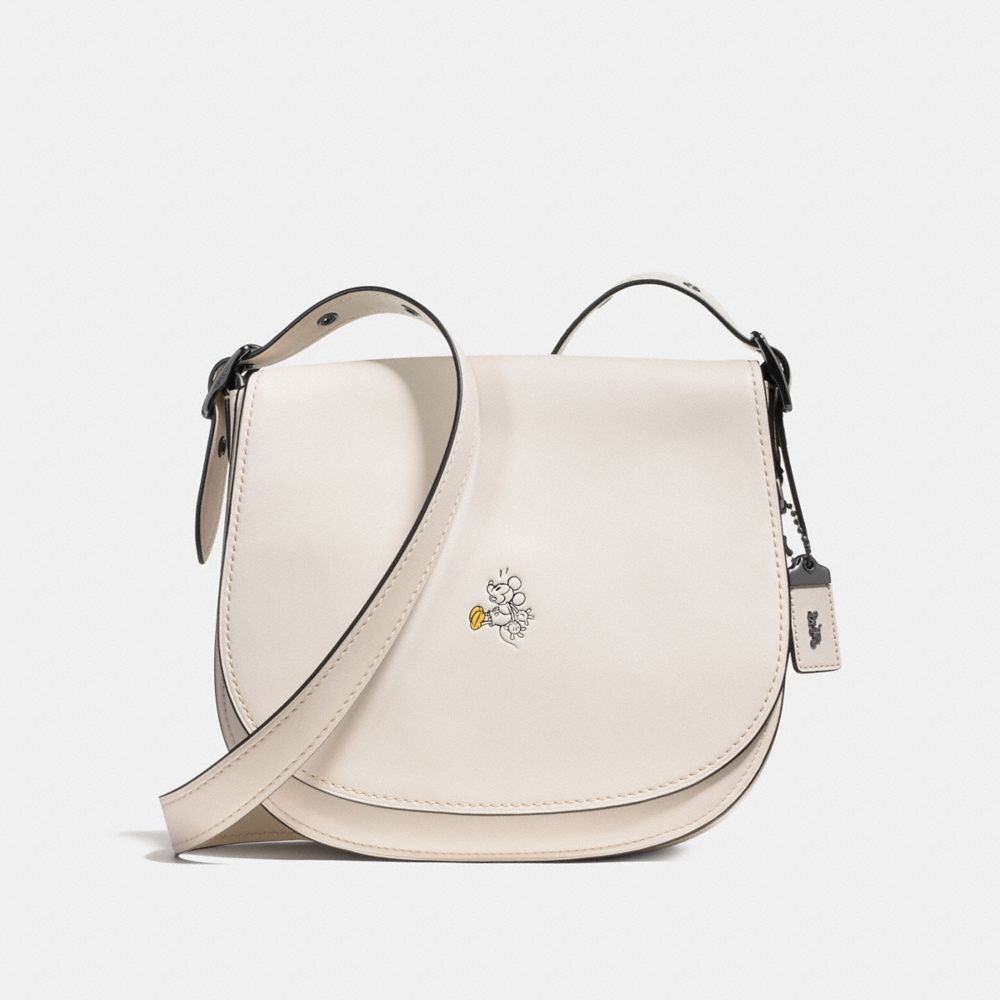 COACH MICKEY SADDLE IN GLOVETANNED LEATHER - DARK GUNMETAL/CHALK - F37931