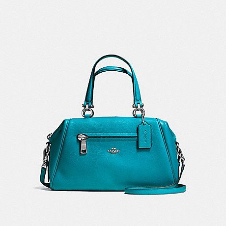 COACH PRIMROSE SATCHEL IN PEBBLE LEATHER - SILVER/TURQUOISE - f37934