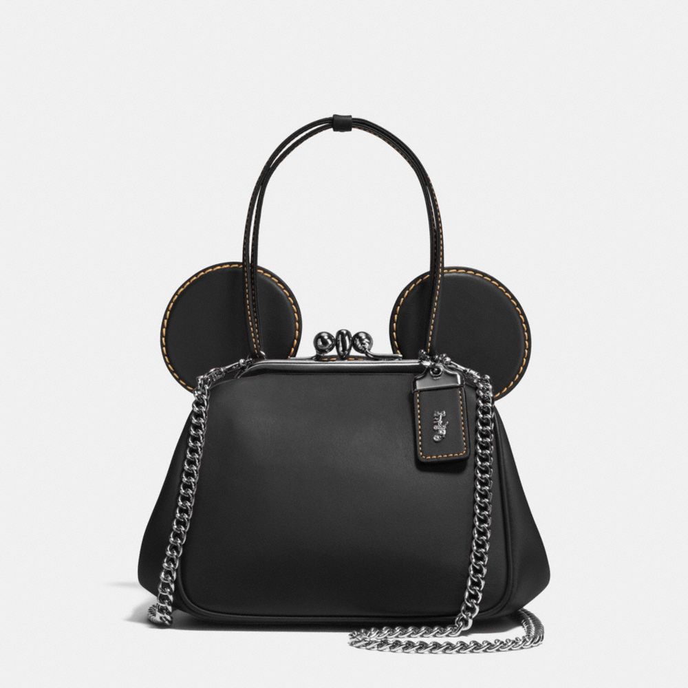 COACH MICKEY KISSLOCK BAG IN GLOVETANNED LEATHER - DARK GUNMETAL/BLACK - F37980