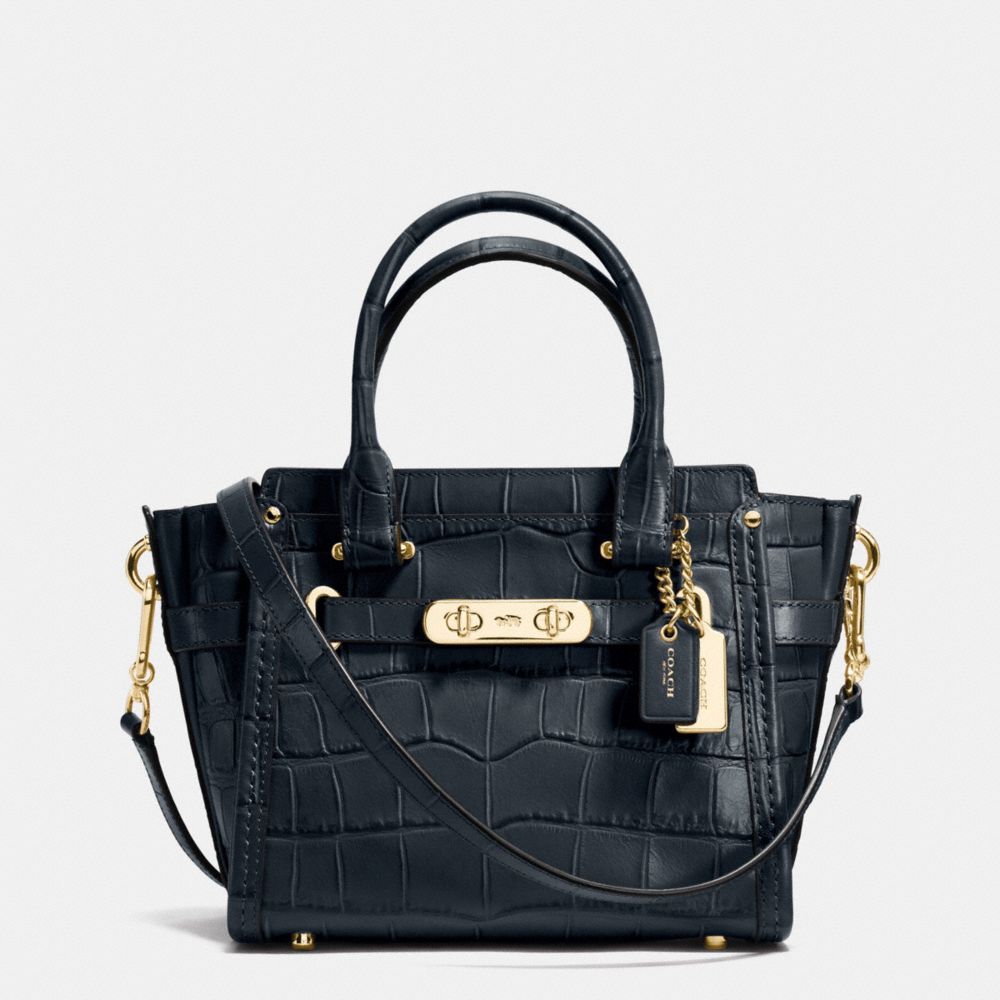 COACH SWAGGER 21 IN CROC EMBOSSED LEATHER - COACH f37997 - LIGHT  GOLD/NAVY