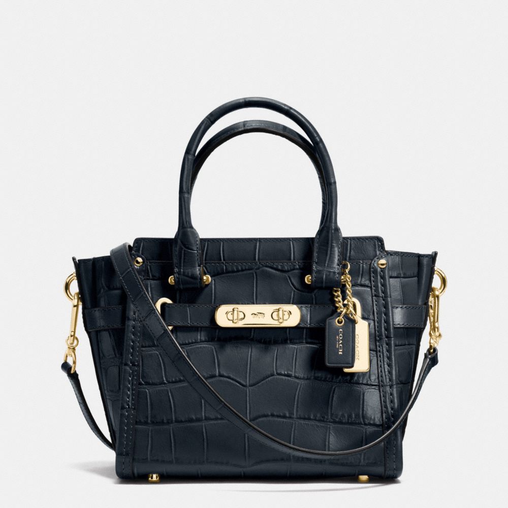 COACH SWAGGER 21 IN CROC EMBOSSED LEATHER - COACH f37997 - LIGHT GOLD/NAVY