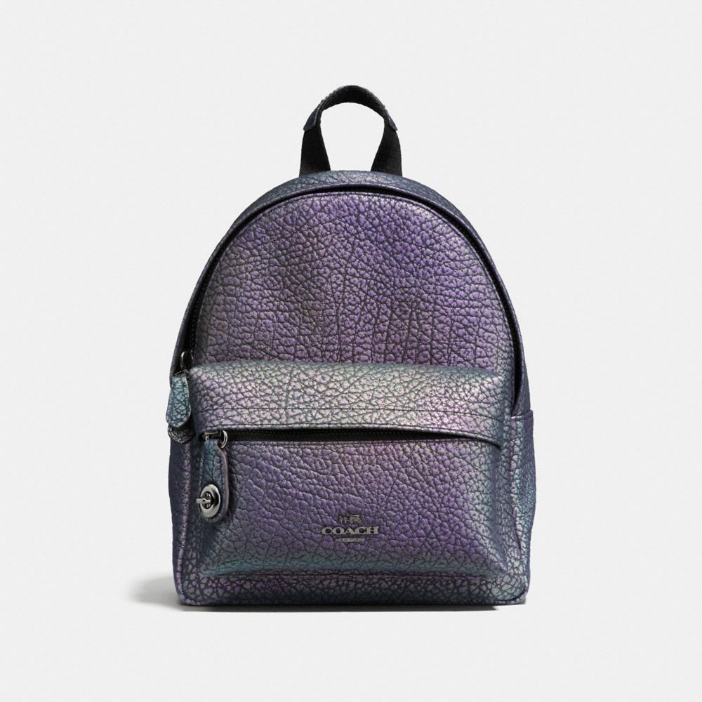 COACH MINI CAMPUS BACKPACK IN HOLOGRAM LEATHER - DARK GUNMETAL/HOLOGRAM - F37999