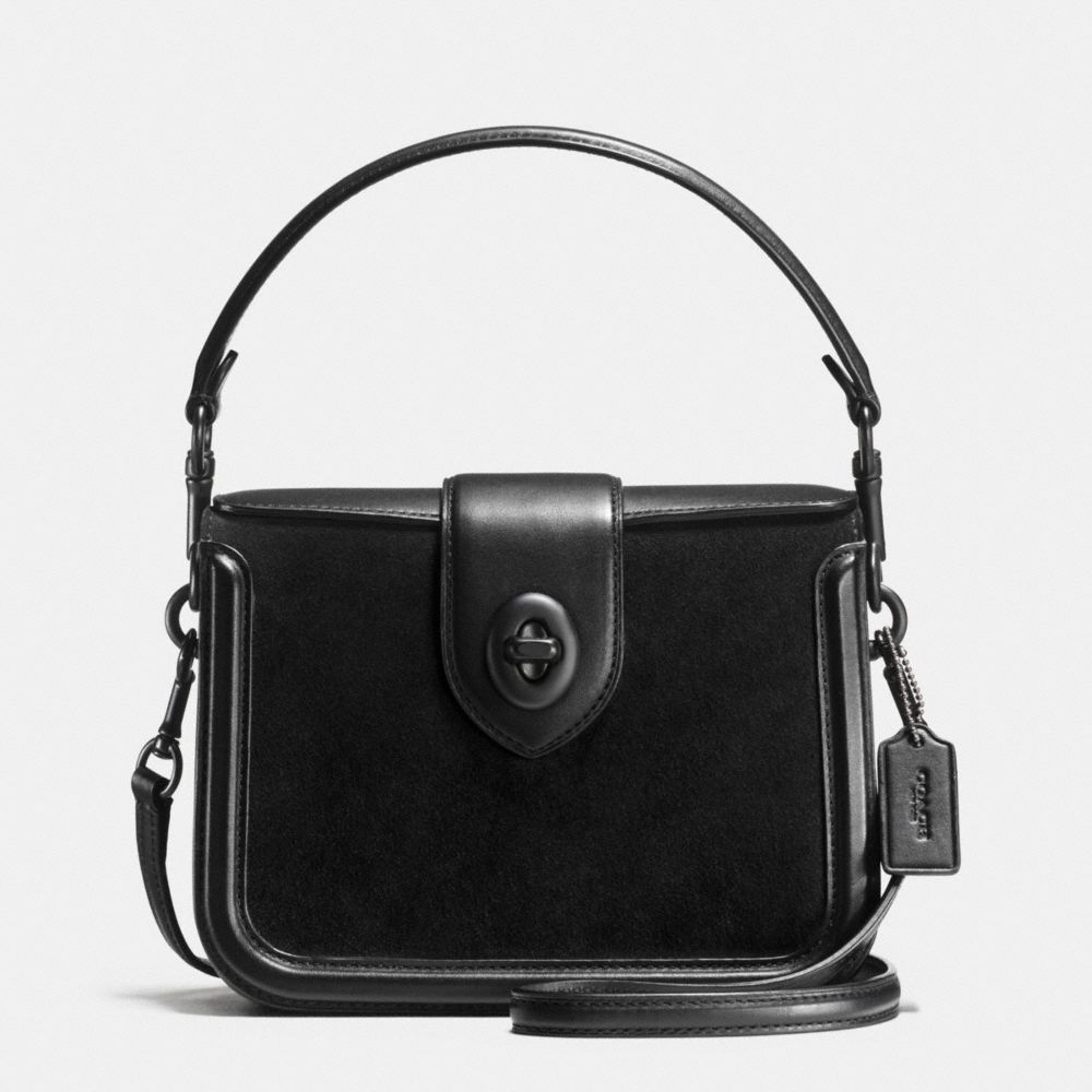 PAGE CROSSBODY IN MIXED LEATHER - COACH f38008 - BLACK/BLACK