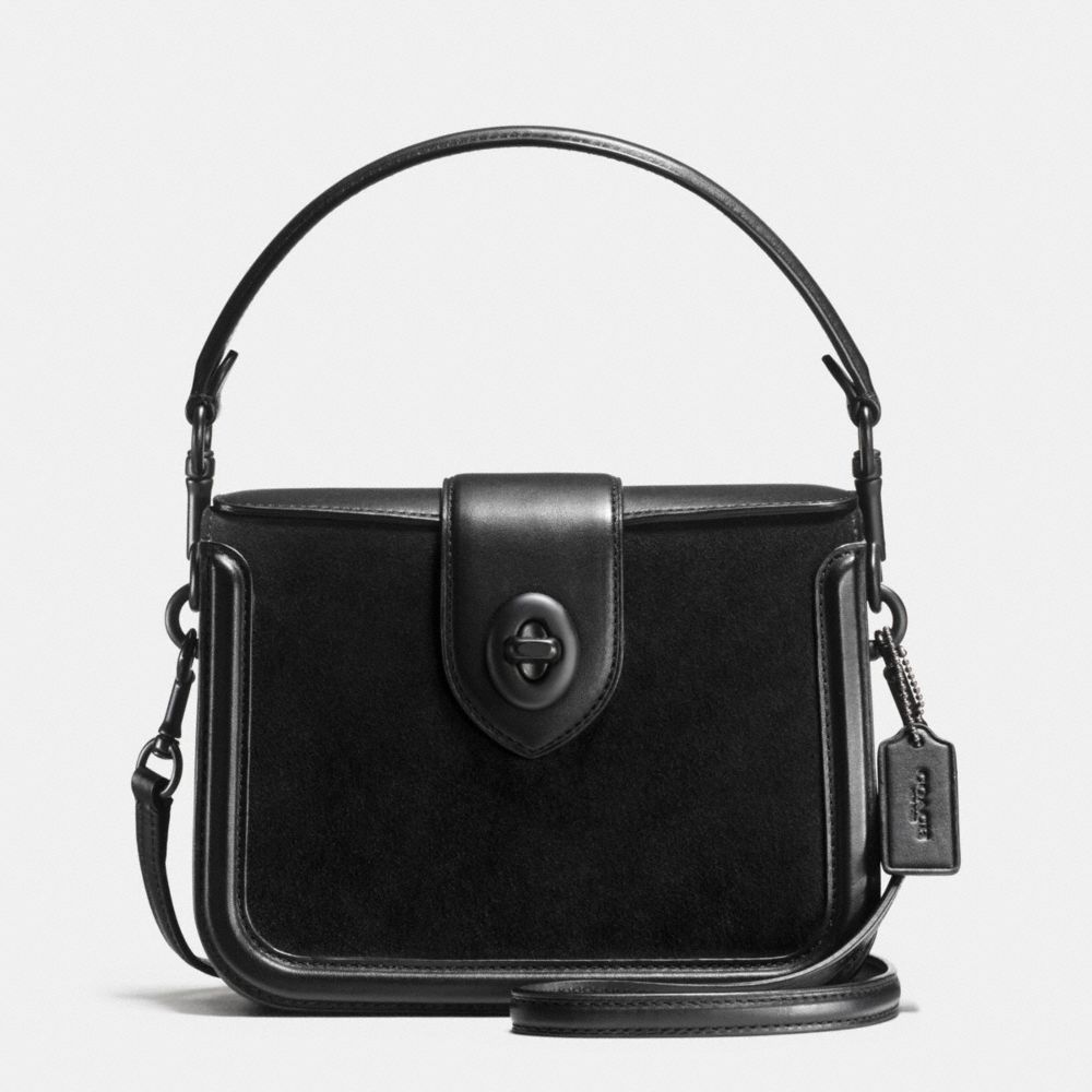 COACH PAGE CROSSBODY IN MIXED LEATHER - BLACK/BLACK - F38008