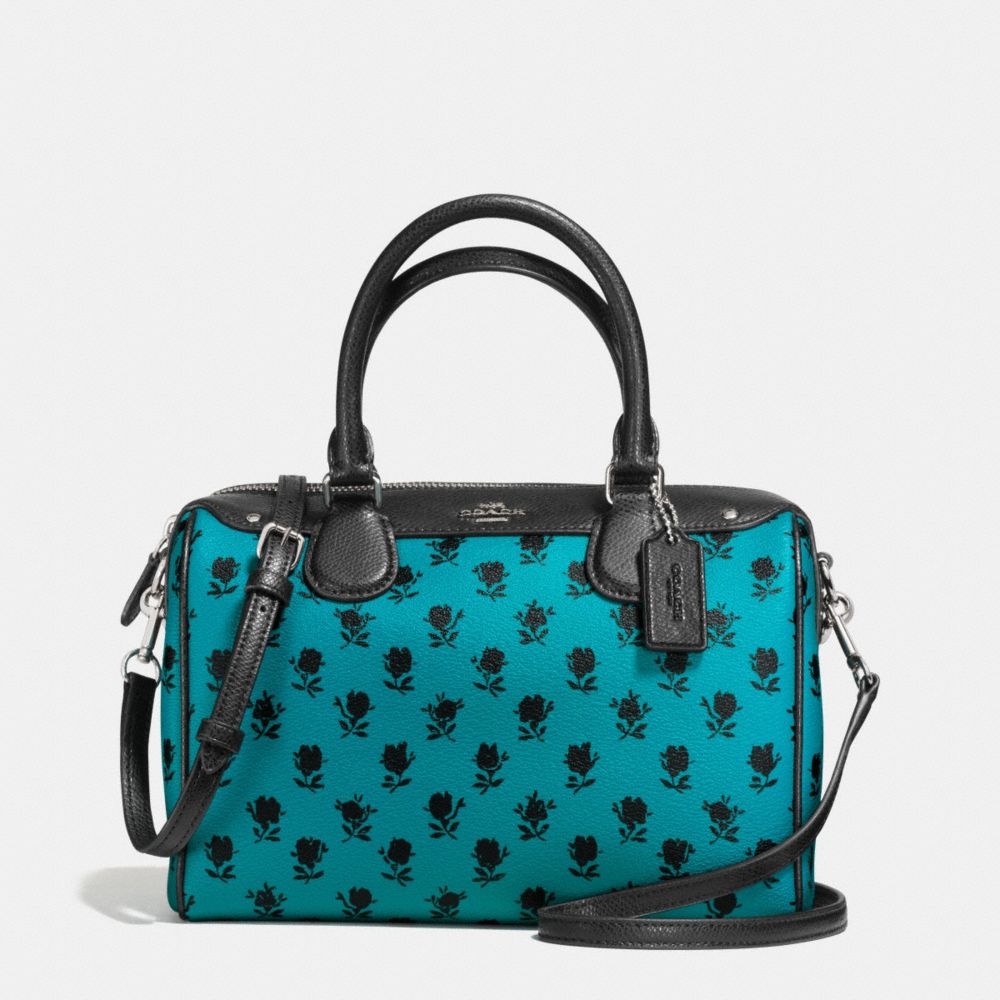 MINI BENNETT SATCHEL IN BADLANDS FLORAL PRINT COATED CANVAS -  COACH f38160 - SILVER/TURQUOISE BLACK