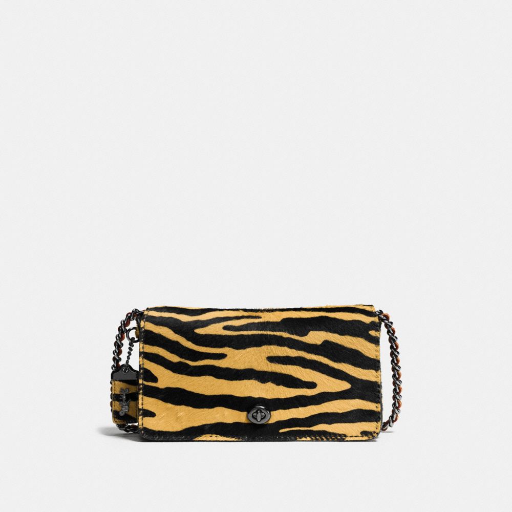 DINKY IN PRINTED HAIRCALF - COACH f38209 - DARK GUNMETAL/TIGER  ORANGE