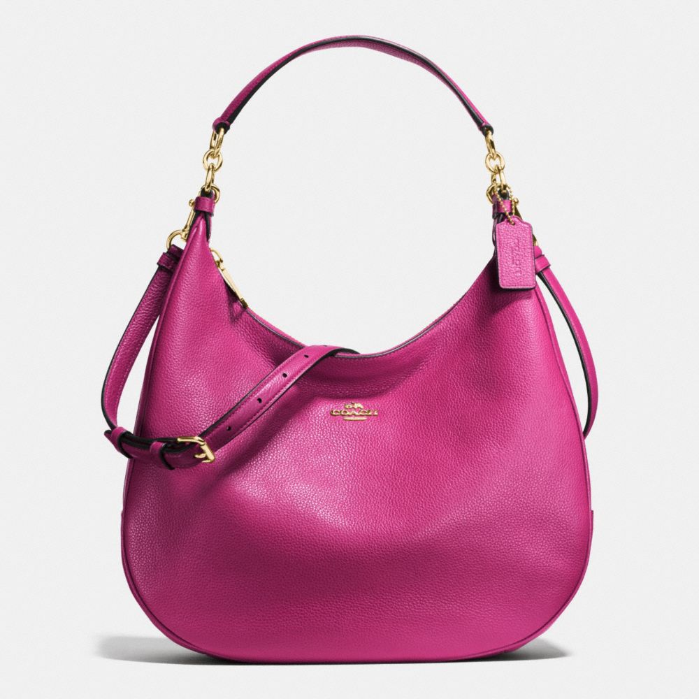 HARLEY HOBO IN PEBBLE LEATHER - COACH f38259 - IMITATION GOLD/FUCHSIA