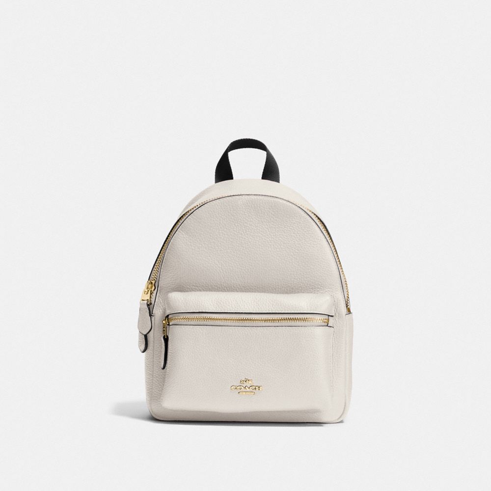 COACH MINI CHARLIE BACKPACK IN PEBBLE LEATHER - IMITATION GOLD/CHALK - F38263
