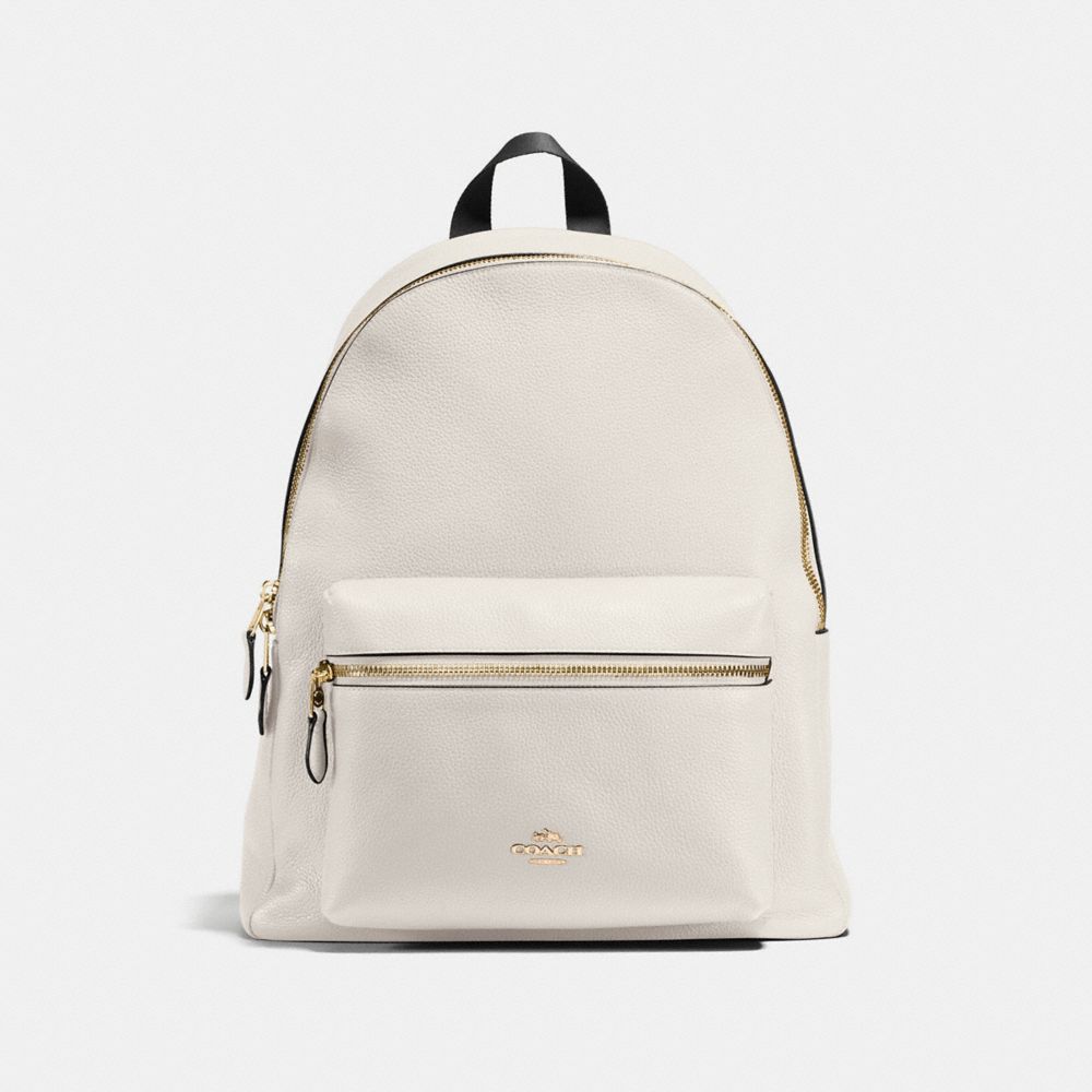 COACH CHARLIE BACKPACK IN PEBBLE LEATHER - IMITATION GOLD/CHALK - F38288