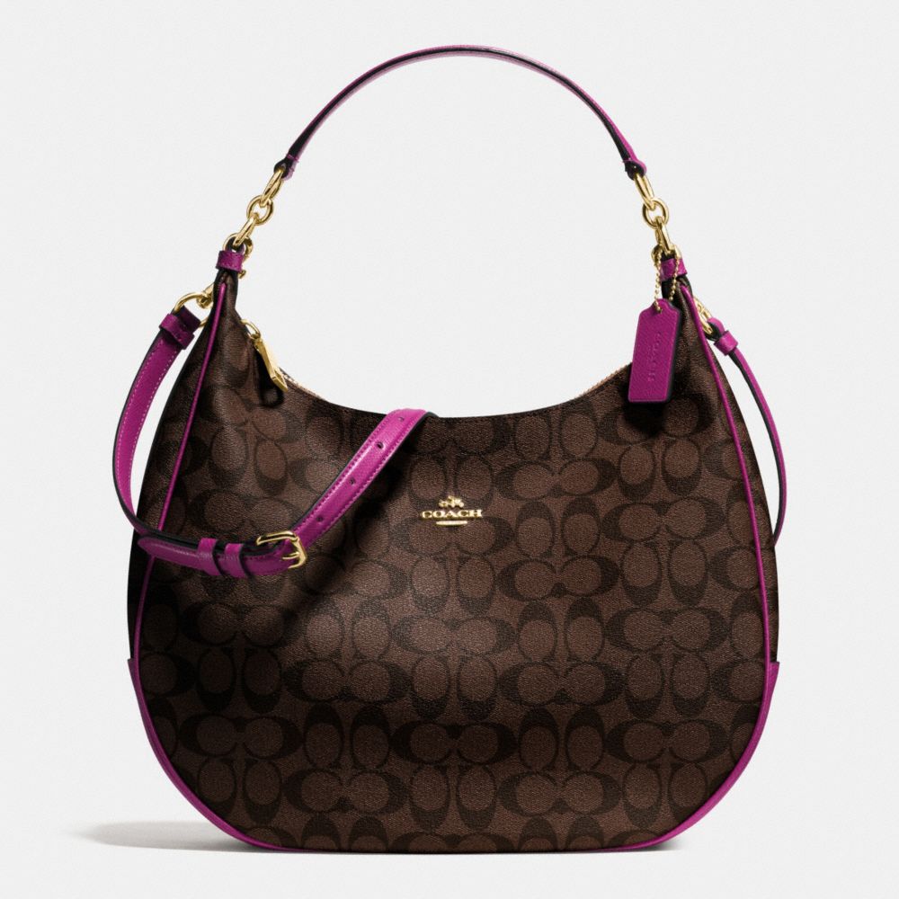 HARLEY HOBO IN SIGNATURE - COACH f38300 - IMITATION  GOLD/BROWN/FUCHSIA