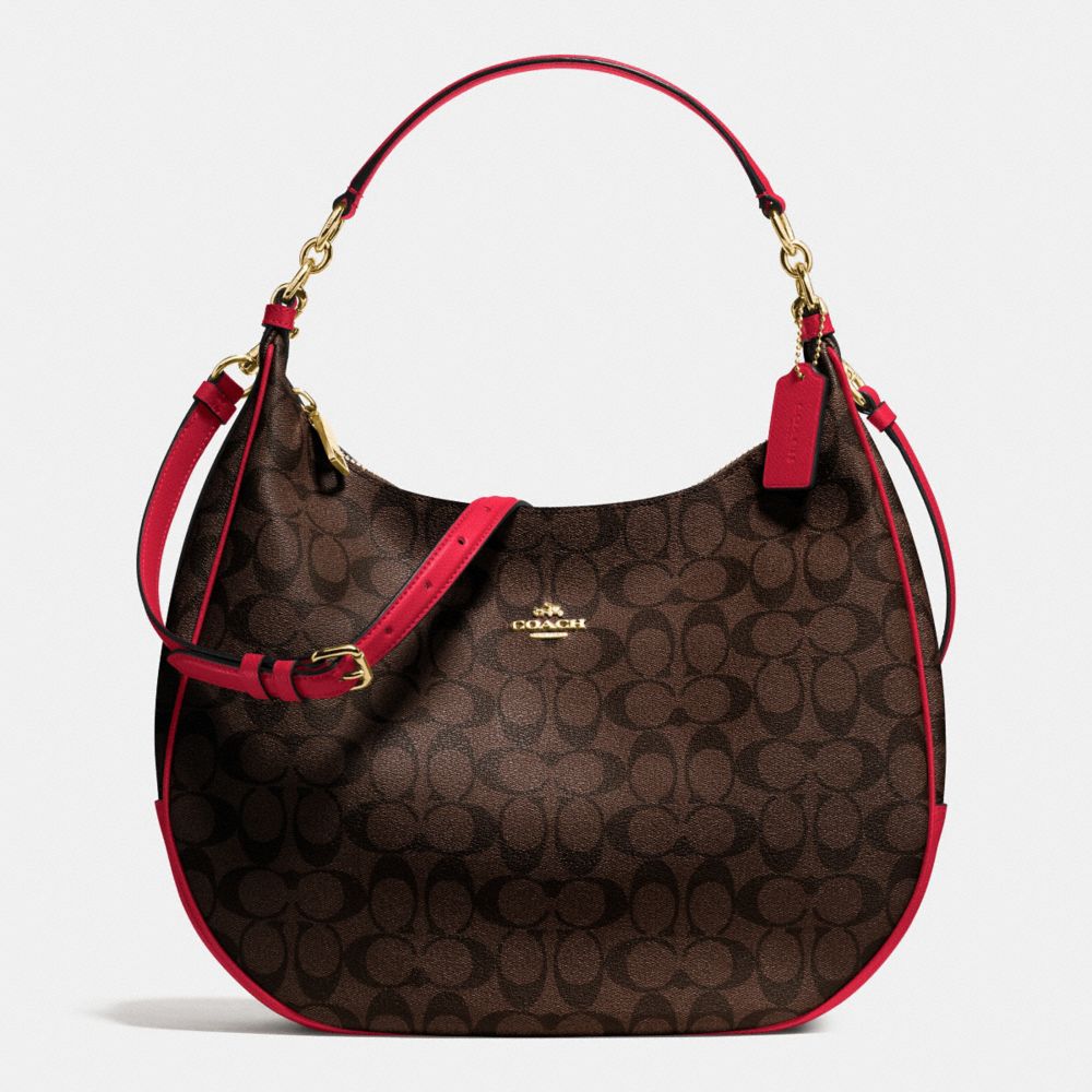 COACH HARLEY HOBO IN SIGNATURE - IMITATION GOLD/BROW TRUE RED - F38300