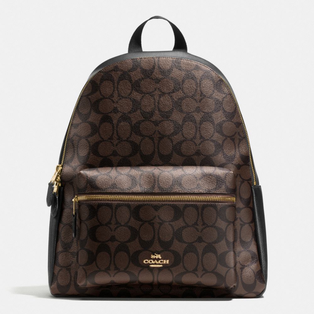 CHARLIE BACKPACK IN SIGNATURE - COACH f38301 - IMITATION GOLD/BROWN/BLACK