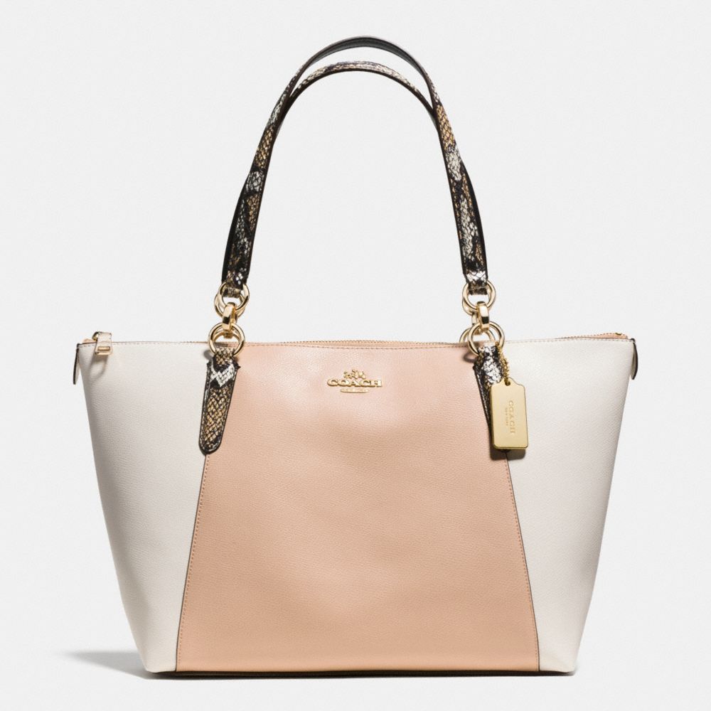 COACH AVA TOTE IN EXOTIC EMBOSSED LEATHER TRIM - IMITATION GOLD/BEECHWOOD MULTI - F38308