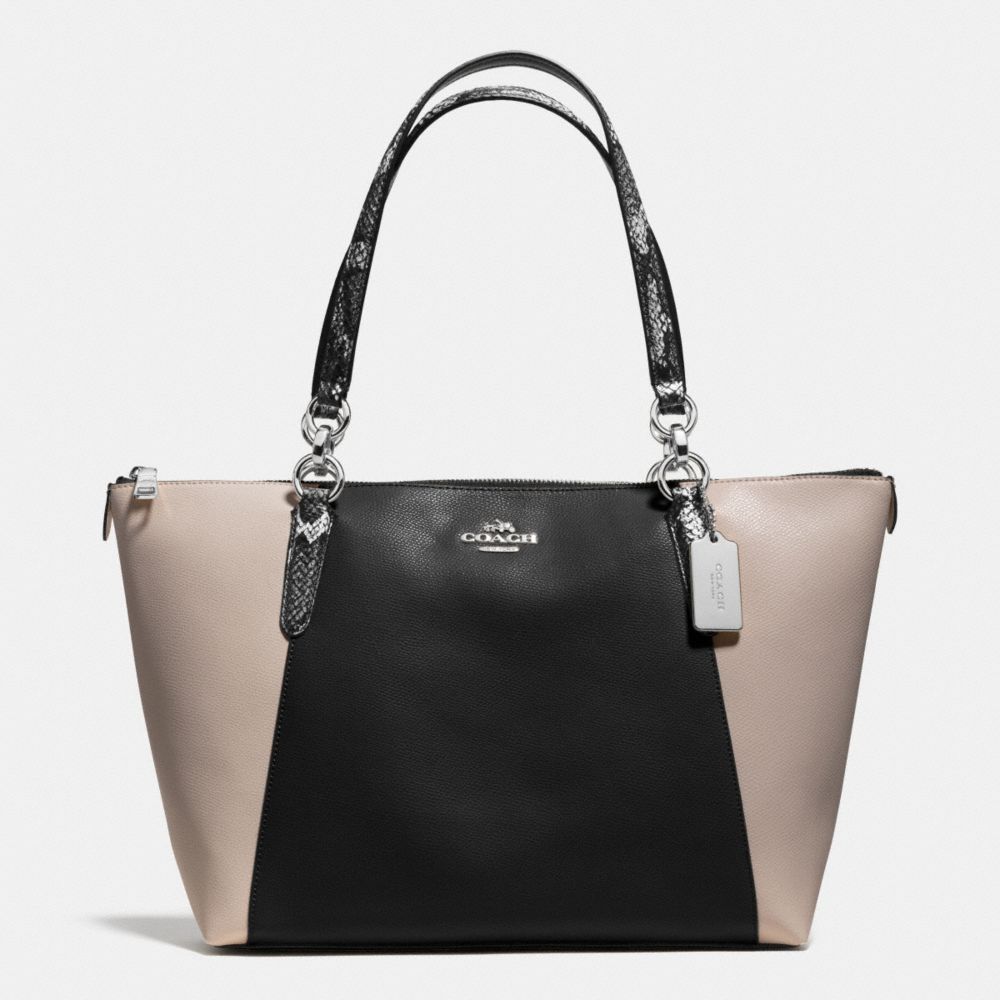 AVA TOTE IN EXOTIC EMBOSSED LEATHER TRIM - COACH f38308 - SILVER/BLACK MULTI