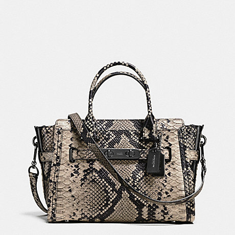 COACH COACH SWAGGER 27 CARRYALL IN SNAKE-EMBOSSED LEATHER - DARK GUNMETAL/NATURAL - f38361