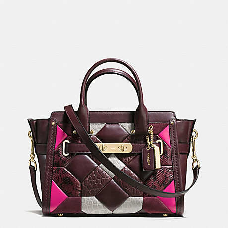 COACH COACH SWAGGER CARRYALL 27 IN CANYON QUILT EXOTIC EMBOSSED LEATHER - LIGHT GOLD/OXBLOOD MULTI - f38365