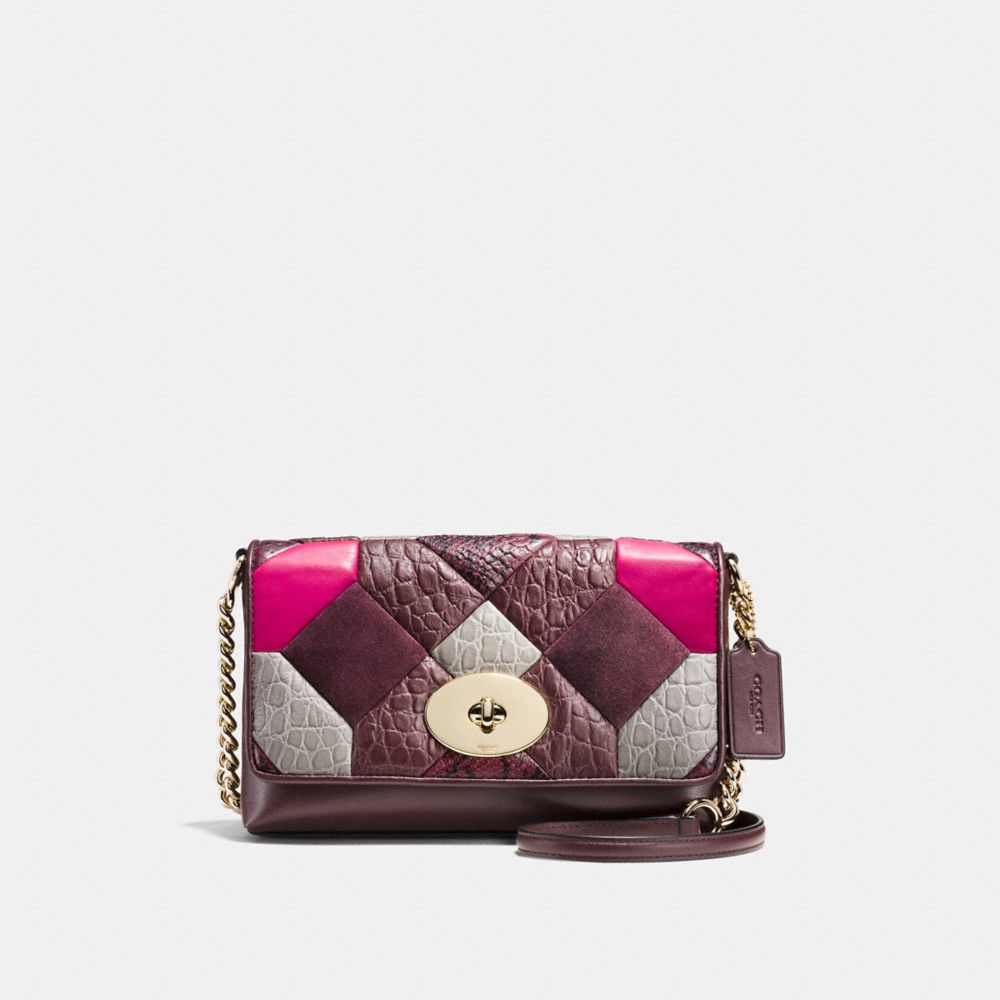 COACH CROSSTOWN CROSSBODY IN EXOTIC CANYON QUILT LEATHER - LIGHT GOLD/OXBLOOD MULTI - F38367