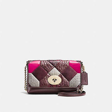 COACH CROSSTOWN CROSSBODY IN EXOTIC CANYON QUILT LEATHER - LIGHT GOLD/OXBLOOD MULTI - f38367