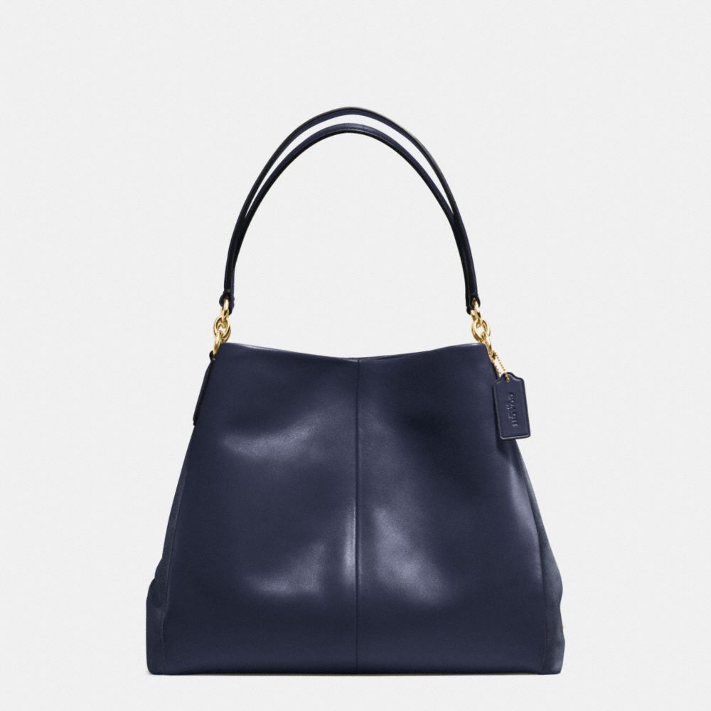 PHOEBE SHOULDER BAG IN SUEDE AND CROC EMBOSSED LEATHER - COACH  f38415 - IMITATION GOLD/MIDNIGHT