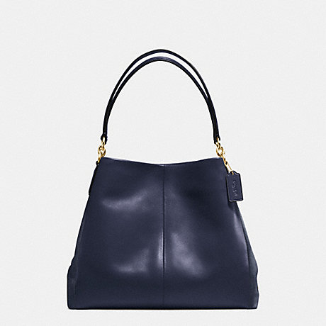 COACH PHOEBE SHOULDER BAG IN SUEDE AND CROC EMBOSSED LEATHER - IMITATION GOLD/MIDNIGHT - f38415