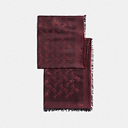 COACH HORSE AND CARRIAGE LUREX SHAWL - OXBLOOD - F39418