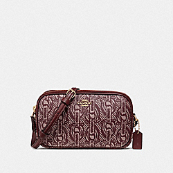 COACH CROSSBODY POUCH WITH CHAIN PRINT - CLARET/LIGHT GOLD - F40112