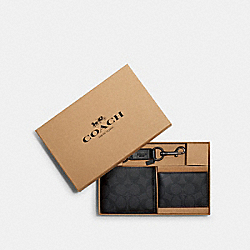 COACH BOXED 3-IN-1 WALLET GIFT SET IN SIGNATURE CANVAS - BLACK/BLACK/OXBLOOD - F41346