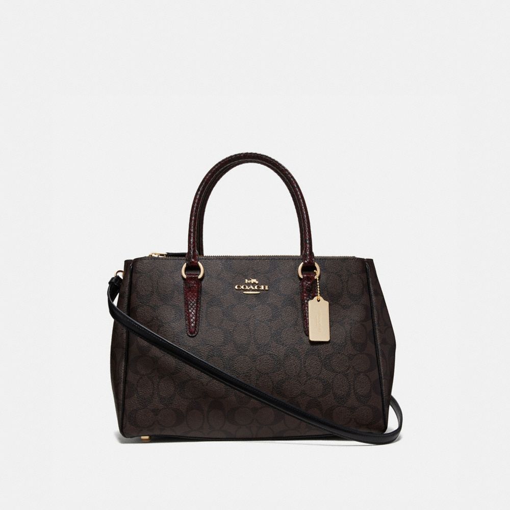 COACH LARGE SURREY CARRYALL IN SIGNATURE CANVAS - BROWN BLACK/MULTI/IMITATION GOLD - F44956