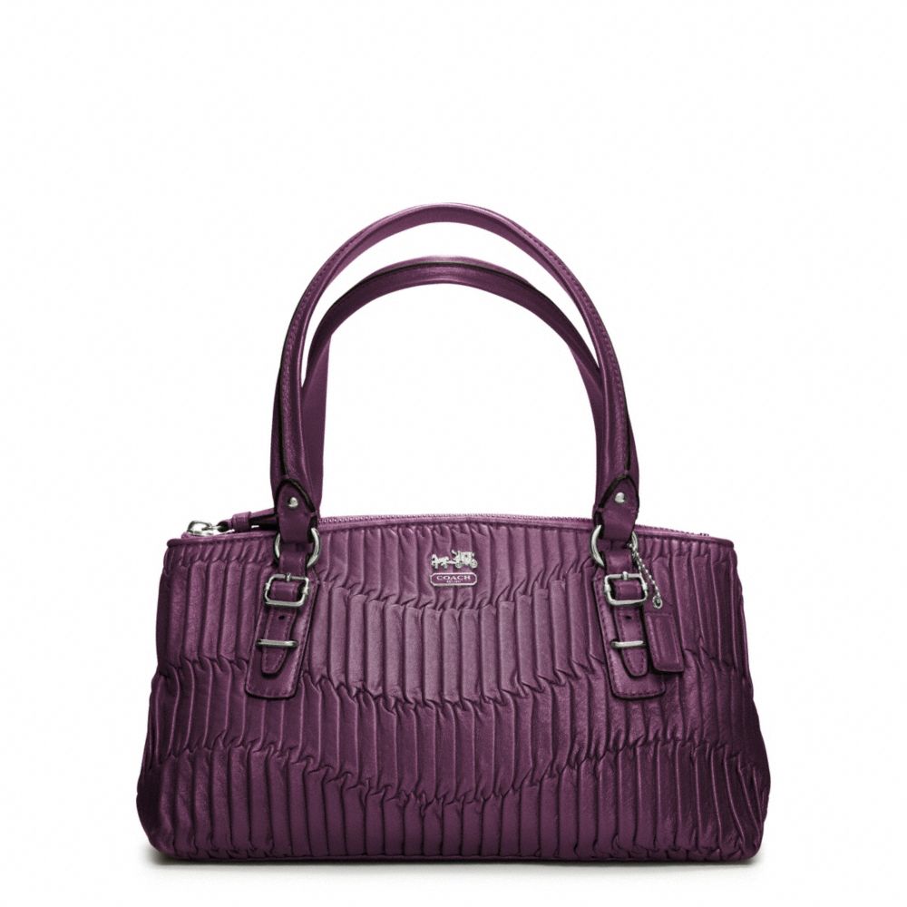 COACH MADISON GATHERED LEATHER SMALL BAG - SILVER/AUBERGINE - F45928