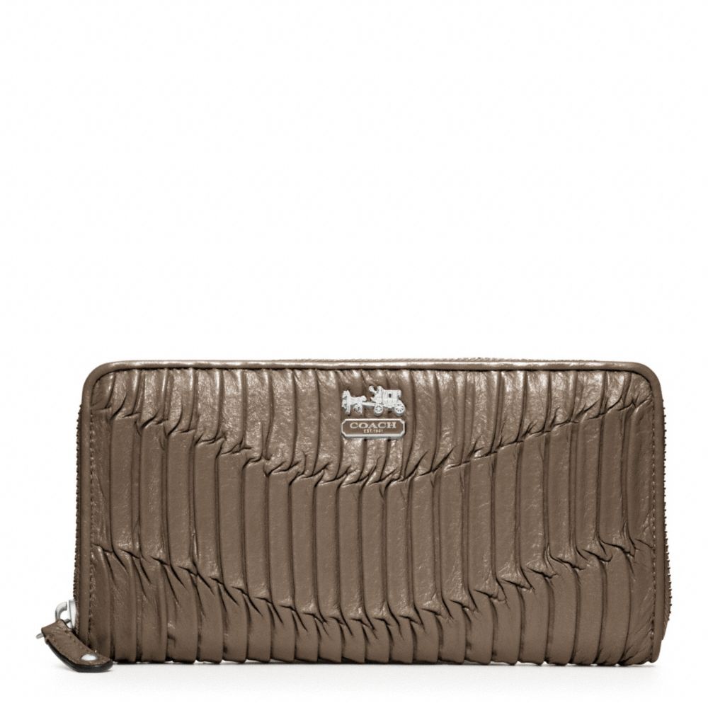 MADISON GATHERED LEATHER ACCORDION ZIP - COACH f46481 - SILVER/MUSHROOM