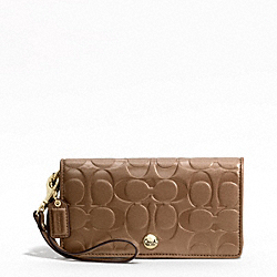 EMBOSSED LEATHER DEMI CLUTCH