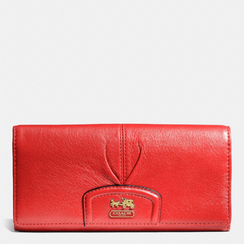 MADISON SLIM ENVELOPE WALLET IN LEATHER - COACH f46611 - BRASS/PAPAYA 2